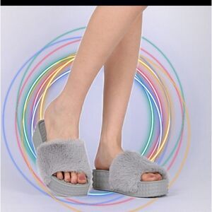 New Qupid fuzzy platform  sandals